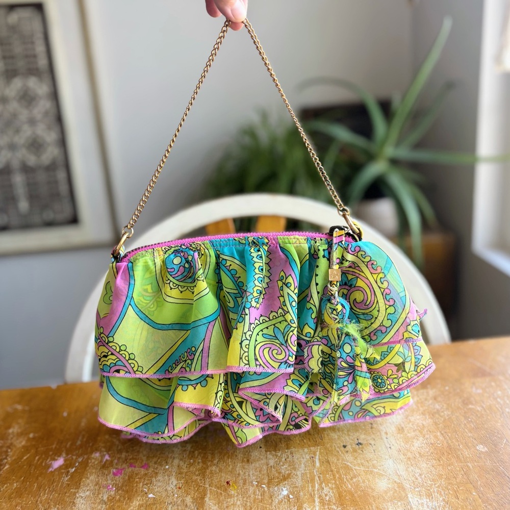 GAP vintage Y2K  Paisley Ruffle Clutch
